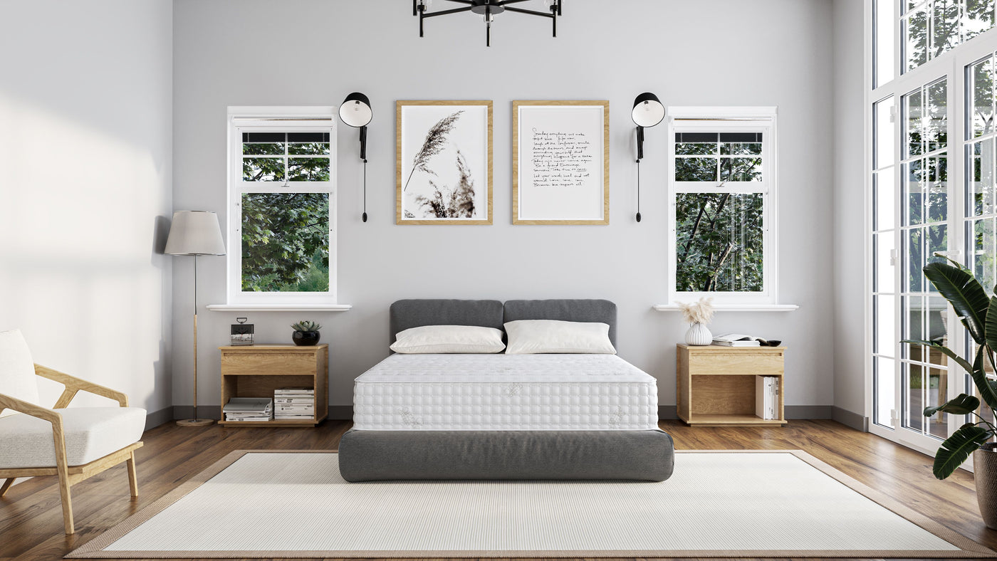 mattress in a clean, elegant bedroom