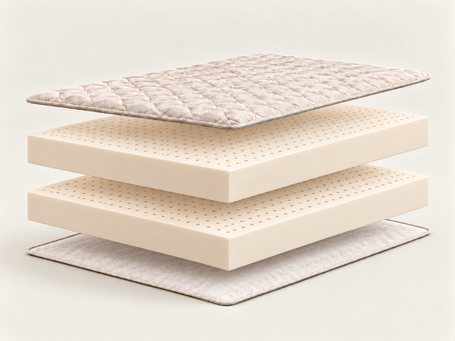 Two natural latex layers and quilted covers
